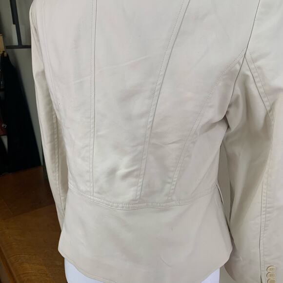 NEW Calvin Klein Size 12 Women's Cotton Blend Blazer jacket Beige Career - Picture 9 of 13